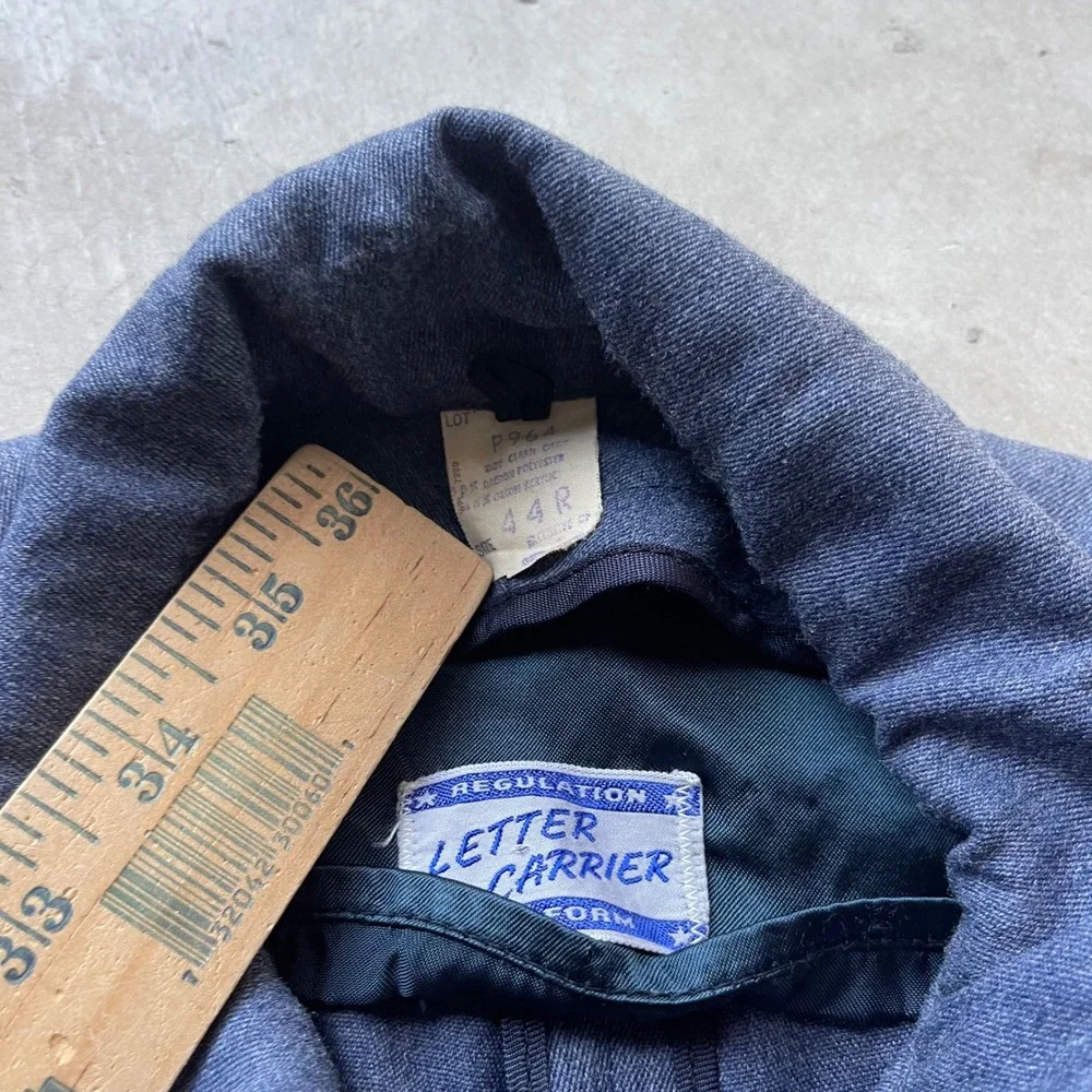 Vintage 50s 60s US Post Office Letter Carrier Boxy Jacket Blue Talon Zip 44R